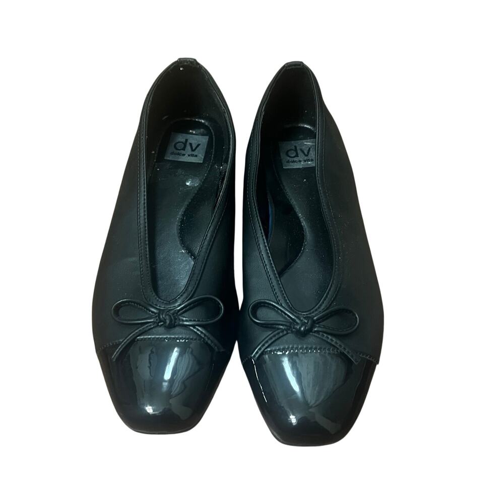 Dolce Vita Moxy Women’s Black Patent Ballet Flats Cap Toe Bow Size 9.5 Workwear